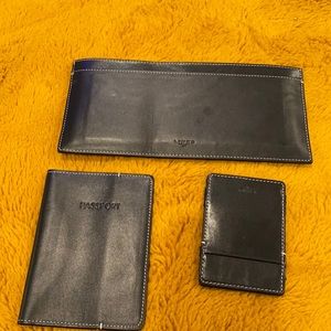 Link of London 3PIECE BLACK LEATHER PASSPORT HOLDER ID HOLDER AND WALLET GC